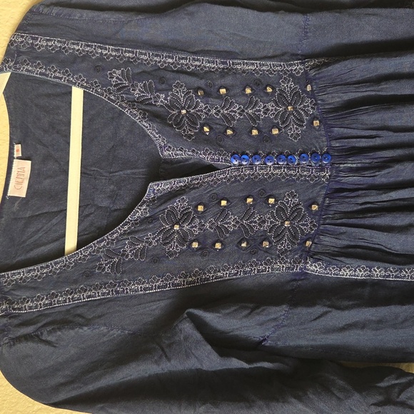 CIENNA Breese Blue Embroidered  Dress,SZ S. - Picture 3 of 7